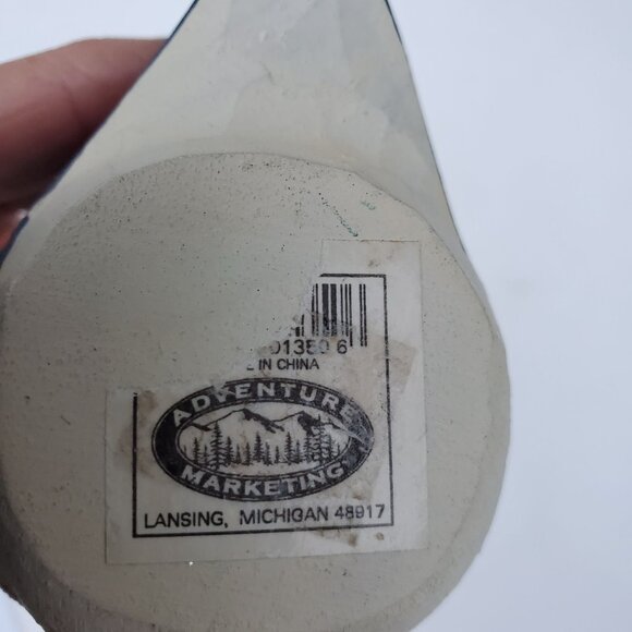 Wooden Carved Bird Figurine Sculpture Blue Brown Home Decorative - Picture 7 of 7